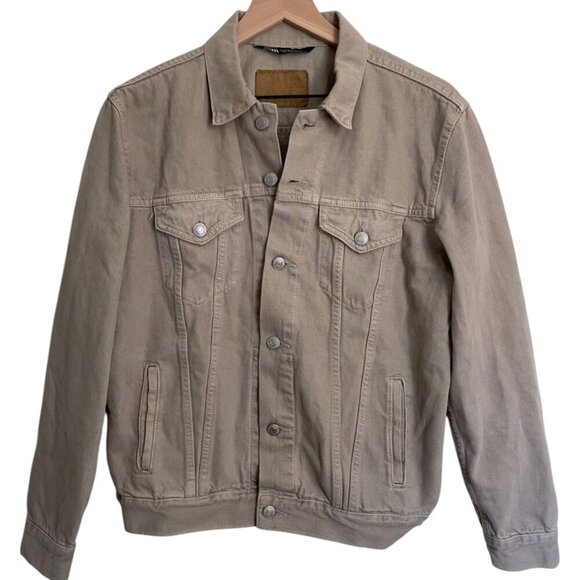 Zara Jackets & Blazers - ZARA Beige Denim Jacket Women’s Size M